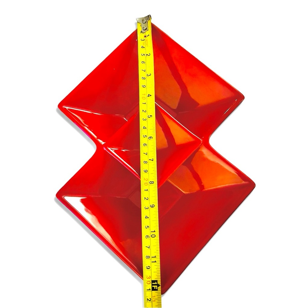 Red Geometric Ceramic Ashtray - Picture 9 of 16